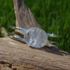 Clear Crystal Quartz Palm Stone Bangle Bracelet