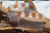 Brown and White Sea Glass Hair Combs