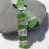 White and Green Sea Glass Barrettes (Set of 2) - Made to Order