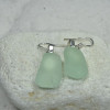 Pair of Surf Tumbled Dangling Aqua Sea Glass Earrings - (1 Set) - Made to Order