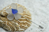 Frosted White and Blue Sea Glass Flower Lapel Pin or Brooch - Made to Order