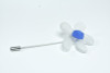 Frosted White and Blue Sea Glass Flower Lapel Pin or Brooch