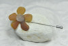 Brown and Frosted White Sea Glass Flower Lapel Pin or Brooch
