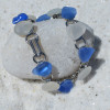 Frosted White and Cornflower Blue Sea Glass Bracelet