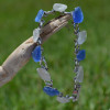 Frosted White and Cornflower Blue Sea Glass Bracelet