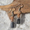 Black Tourmaline Stones in Delicate Glass Vial Earrings 