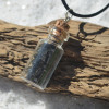 Black Tourmaline Stones in a Glass Vial on a Leather Cord Necklace - Made to Order