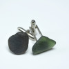 Surf Tumbled Olive Green Sea Glass Cufflinks