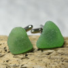 Surf Tumbled Green Sea Glass Cufflinks