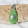 Custom Handmade Genuine Sea Glass Necklace with a Silver Shamrock Charm - Choose the Color - Frosted, Green, Brown, or Aqua-1