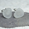 Surf Tumbled Frosted White Sea Glass Cufflinks 