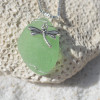 Silver Dragonfly Charm on a Sea Glass Necklace - Choose the Color - Frosted, Green, Brown, or Aqua - Made to Order