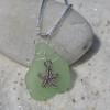 Genuine Sea Glass Necklace with a Silver Starfish Charm - Choose the Color - Frosted, Green, Brown, or Aqua - Made to Order