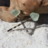 Surf Tumbled Aqua Sea Glass Hair Pins