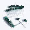 Malachite Stone Hair Clip Set - Includes 2 Hair Combs, 1 60 mm French Barrette, 2 Hair Pins - Made to Order