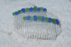 Genuine Surf Tumbled Cobalt Blue and Kelly Green Sea Glass Hair Combs (Quantity of 2) - Made to Order