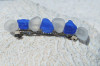 Blue and White Sea Glass French Barrette 