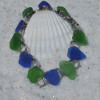 Genuine Surf Tumbled Frosted Green and Cobalt Blue Sea Glass Bracelet - 3 Size Options - Made to Order