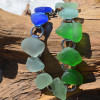 Surf Tumbled Colorful Sea Glass  Charm Bracelet