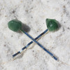 Tumbled Green Quartz Stone Hair Pins