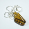 Gold Tiger's Eye Stone Wire Wrapped Necklace 