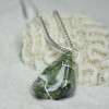 Tumbled Rhyolite Stone Wire Wrapped Necklace - Choose Sterling Silver Chain or Leather Cord - Quantity of 1 - Made to Order