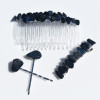Dumortierite Stone Hair Clip Set - Includes 2 Hair Combs, 1 60 mm French Barrette, 2 Hair Pins