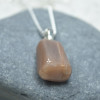 Custom Tumbled Peach Moonstone Necklace - Choose Sterling Silver Chain or Leather Cord - Quantity of 1