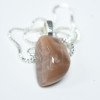 Custom Tumbled Peach Moonstone Necklace - Choose Sterling Silver Chain or Leather Cord - Quantity of 1