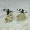 Custom Citrine Stone Cufflinks Handmade - 1 Set