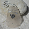 Surf Tumbled Sea Glass Heart Angel Wings Ornament - Choose Your Color Sea Glass Frosted,  Green, and Brown - Made to Order
