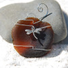 Dragonfly on a  Surf Tumbled Sea Glass Ornament - Choose Your Color Sea Glass Frosted, Green, and Brown - Made to Order