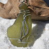 Bow and Arrow on a Surf Tumbled Sea Glass Ornament - Choose Your Color Sea Glass Frosted, Green, and Brown - Made to order