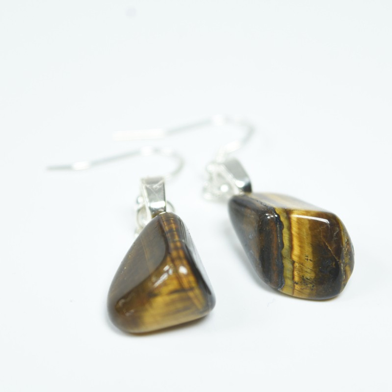 Custom Tumbled Gold Tiger's Eye Dangling Earrings - 1 Set