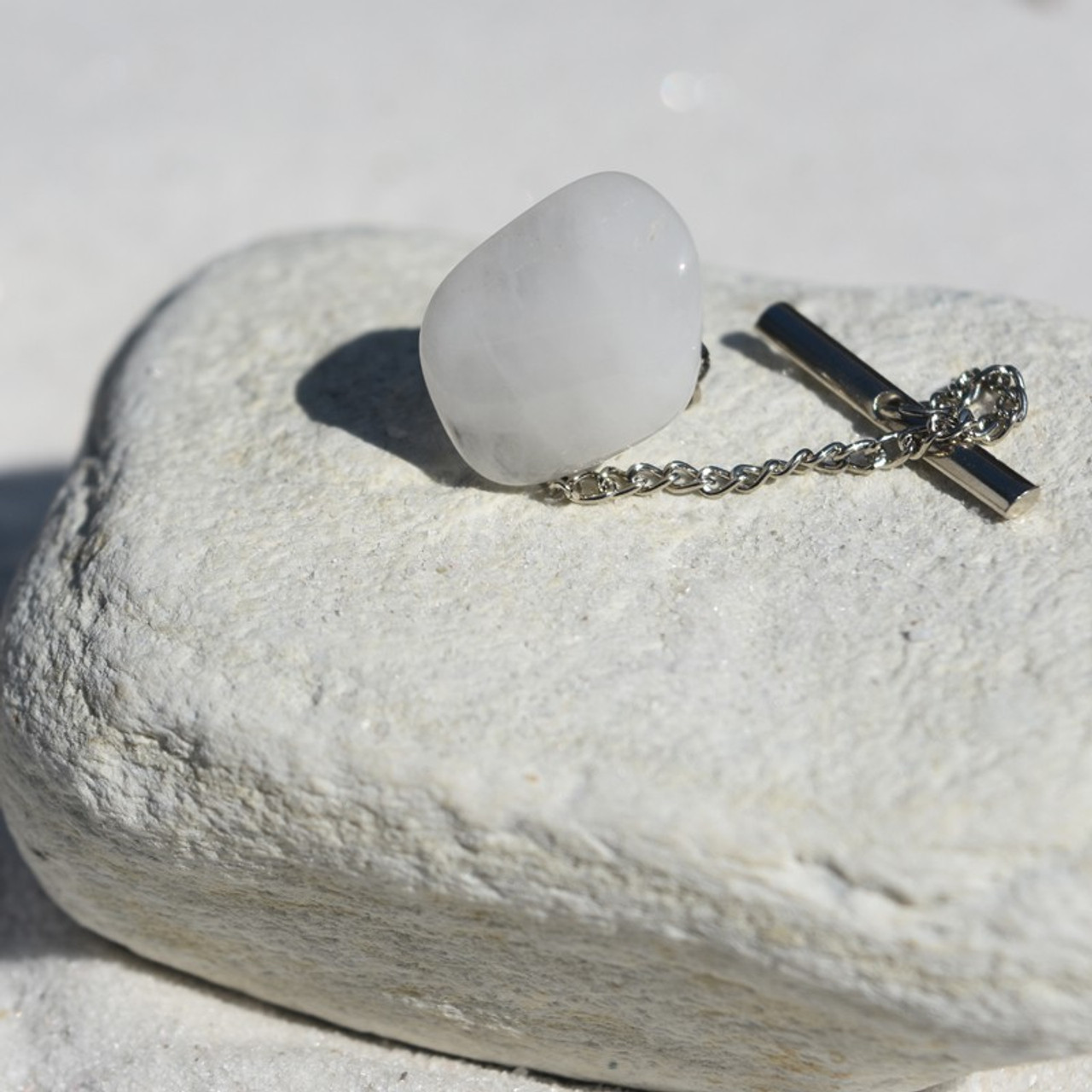 Custom Snow Quartz Stone Tie Tack Handmade - Quantity of 1