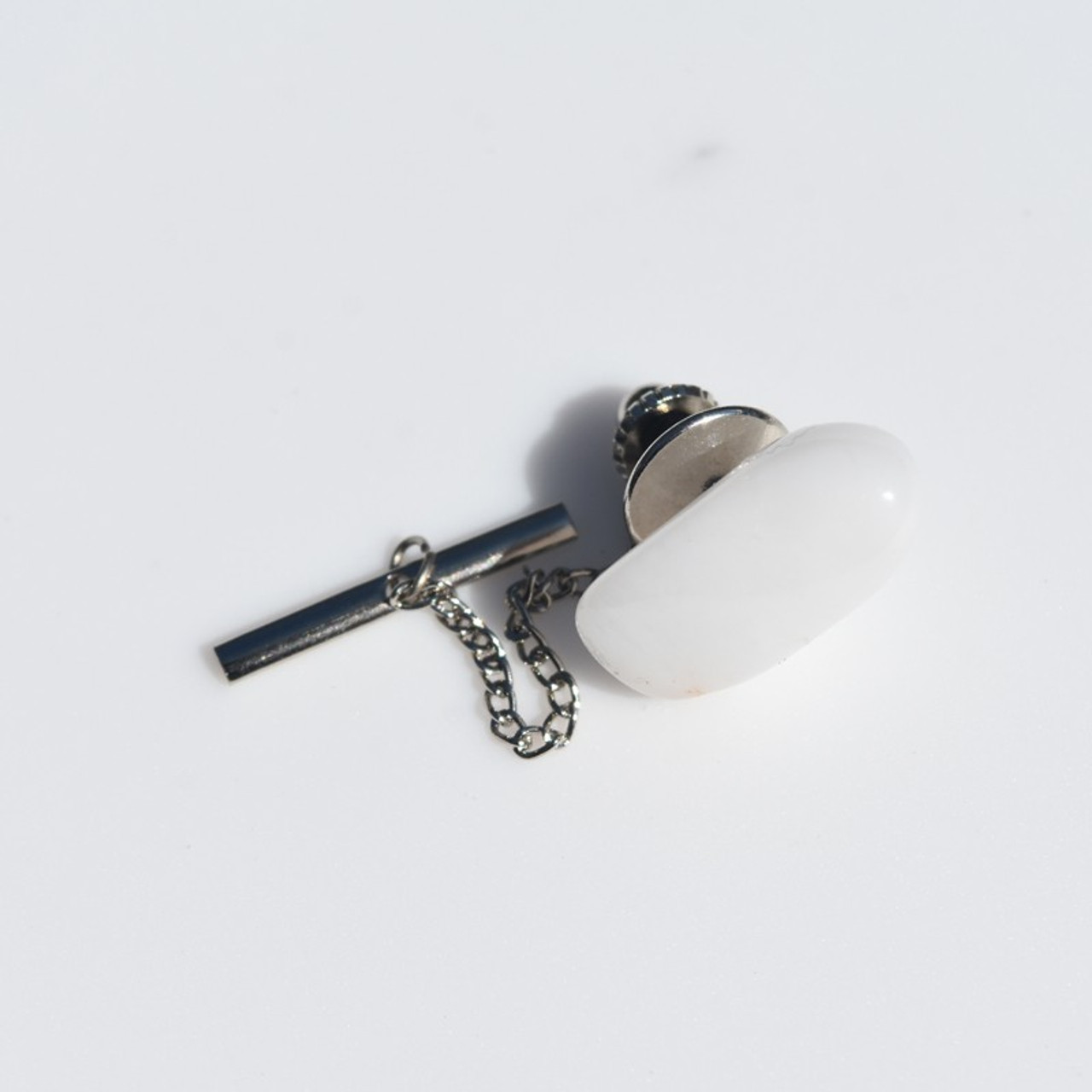 Custom Snow Quartz Stone Tie Tack Handmade - Quantity of 1