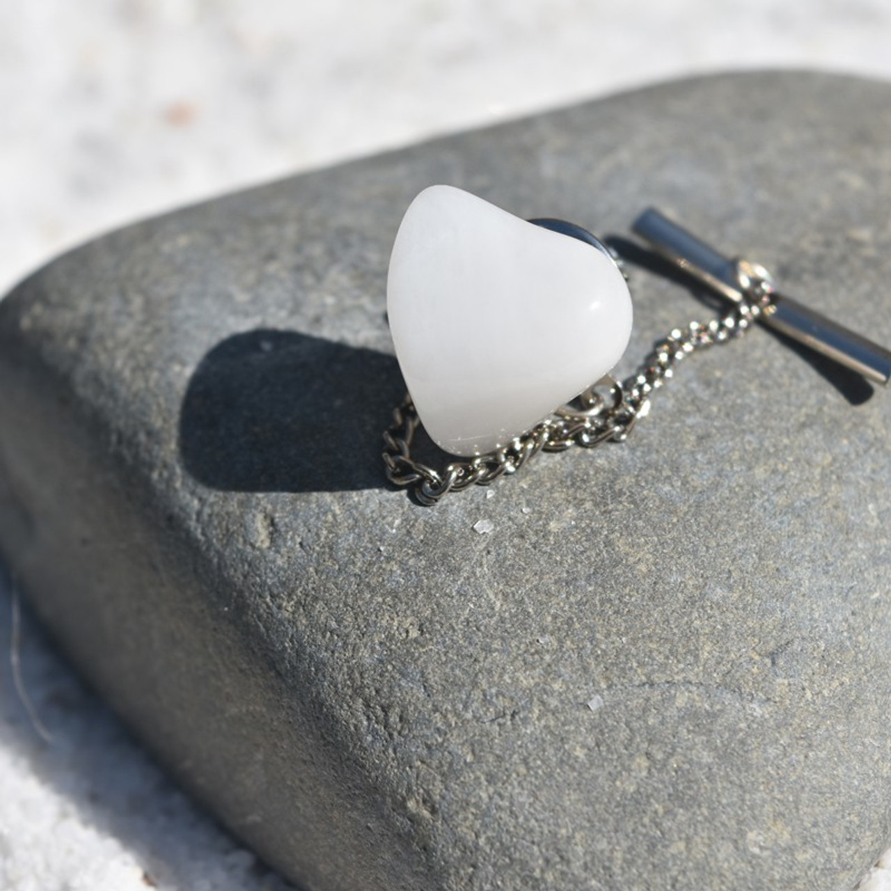 Custom Snow Quartz Stone Tie Tack Handmade - Quantity of 1