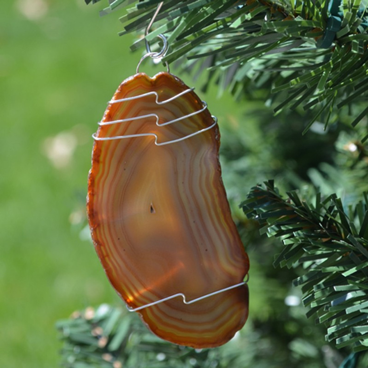 Wire Wrapped Natural Agate Slice Ornament - Made to Order