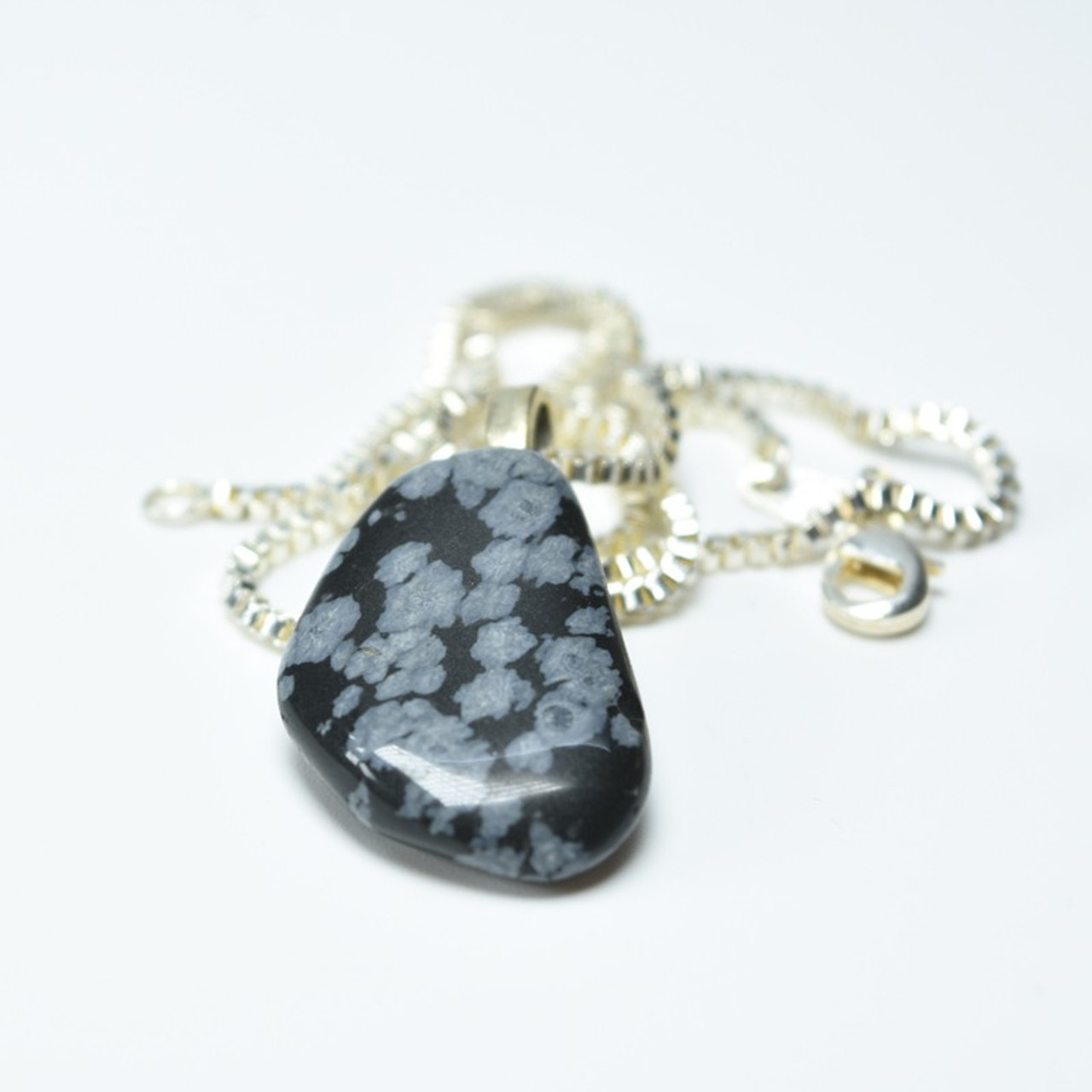 Tumbled Snowflake Obsidian Necklace