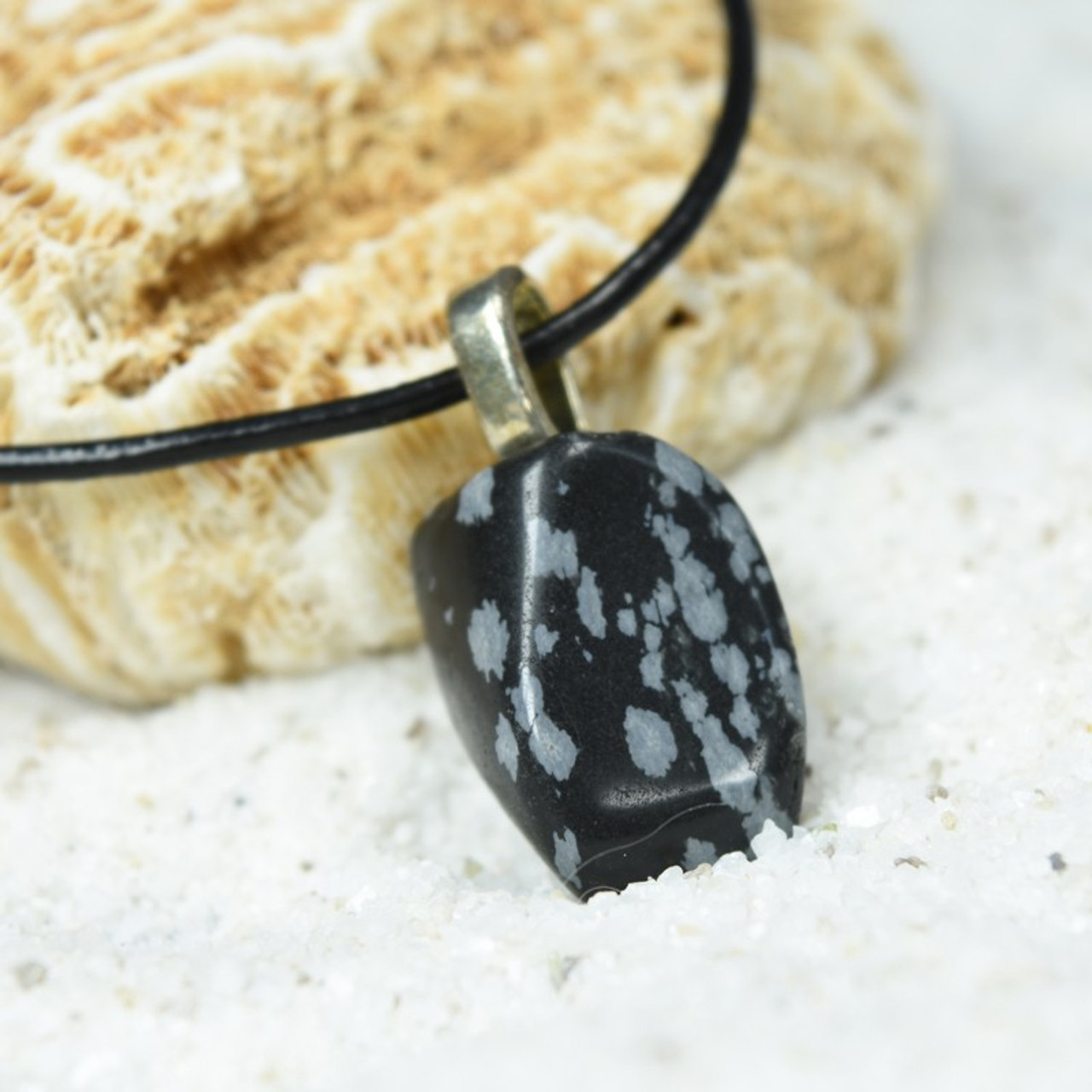 Snowflake Obsidian Stone Necklace 