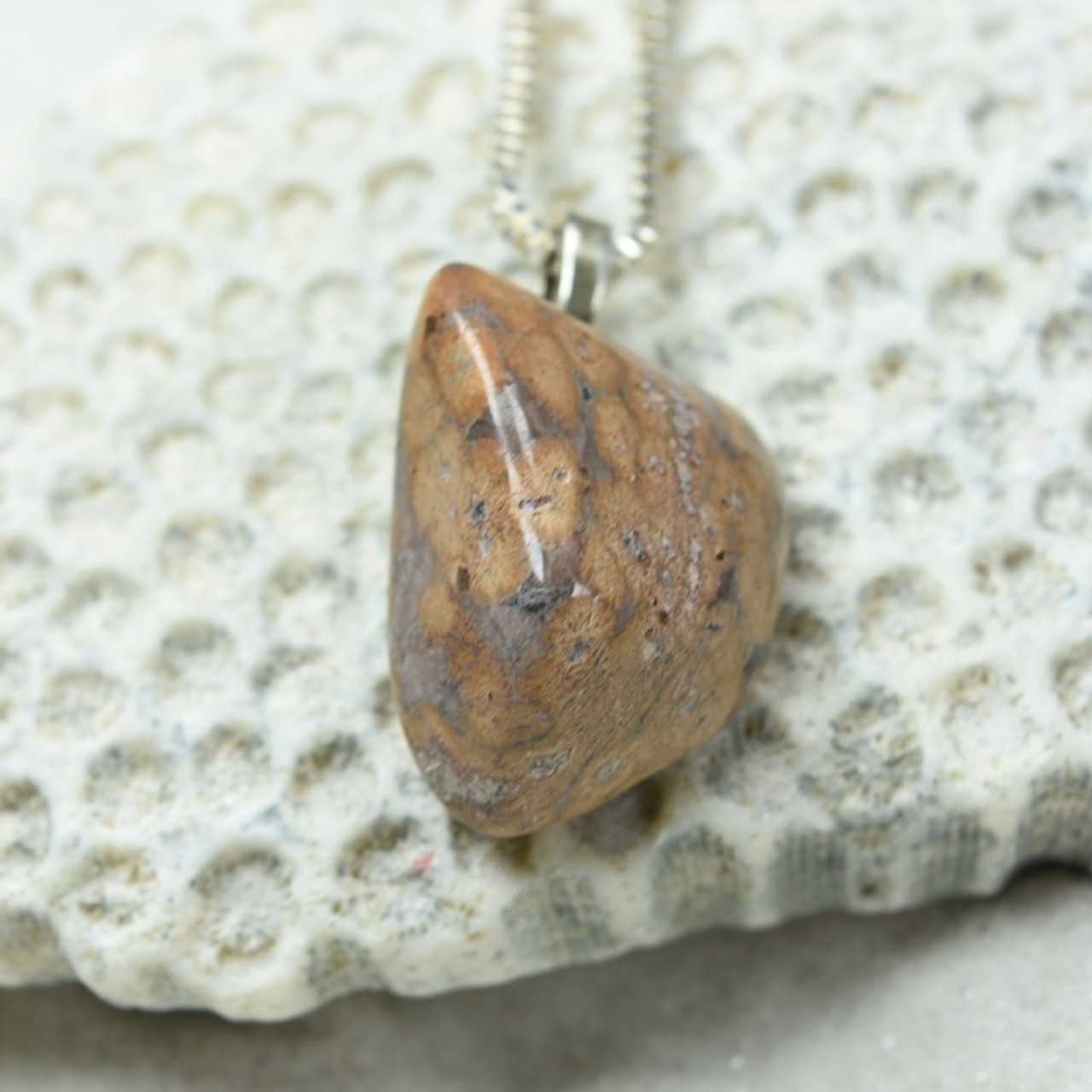 Tumbled Leopard Skin Stone Necklace