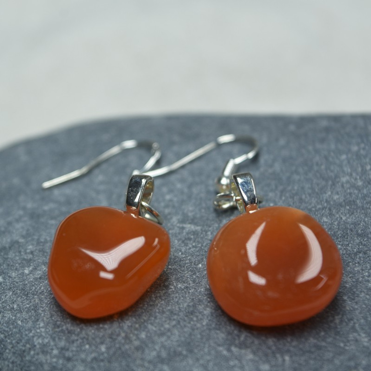 Dangling Tumbled Carnelian Earrings