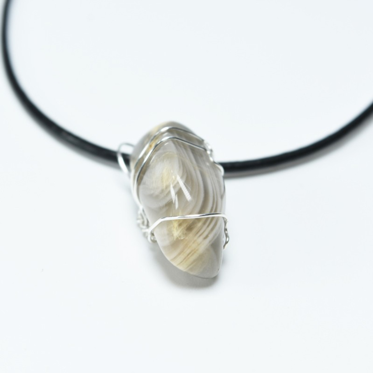 Wire Wrapped Black Moonstone Necklace