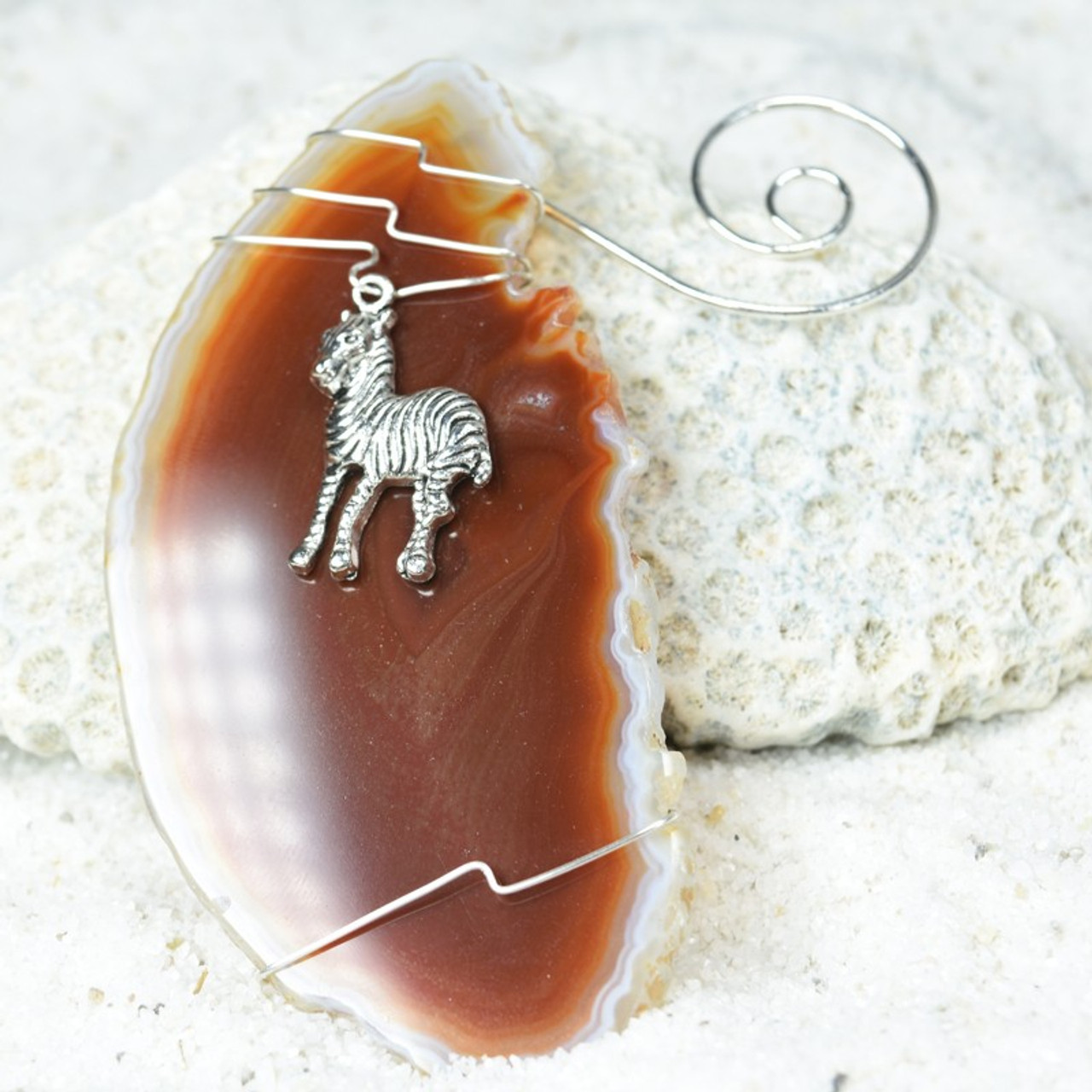 Wire Wrapped Zebra Christmas Ornament