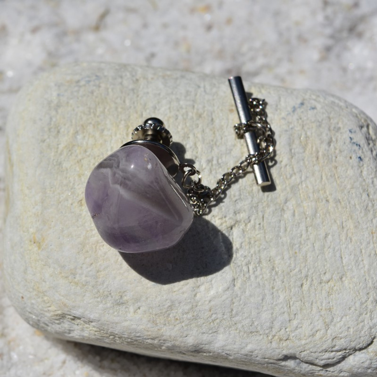 Banded Amethyst Stone Tie Tack