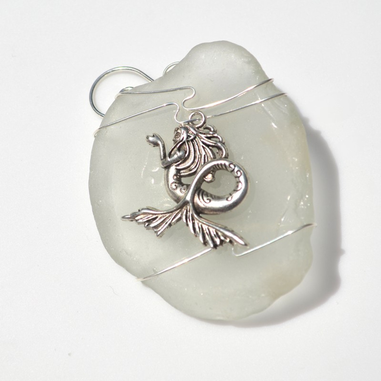 Wire Wrapped Sea Glass Mermaid Ornament