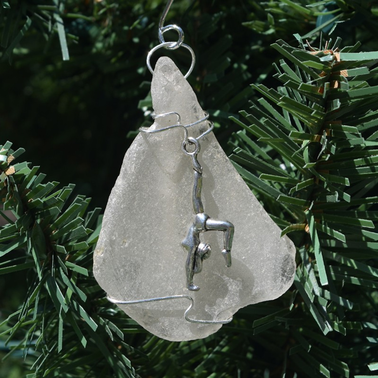 Gymnast Charm On A Sea Glass Ornament Made To Order