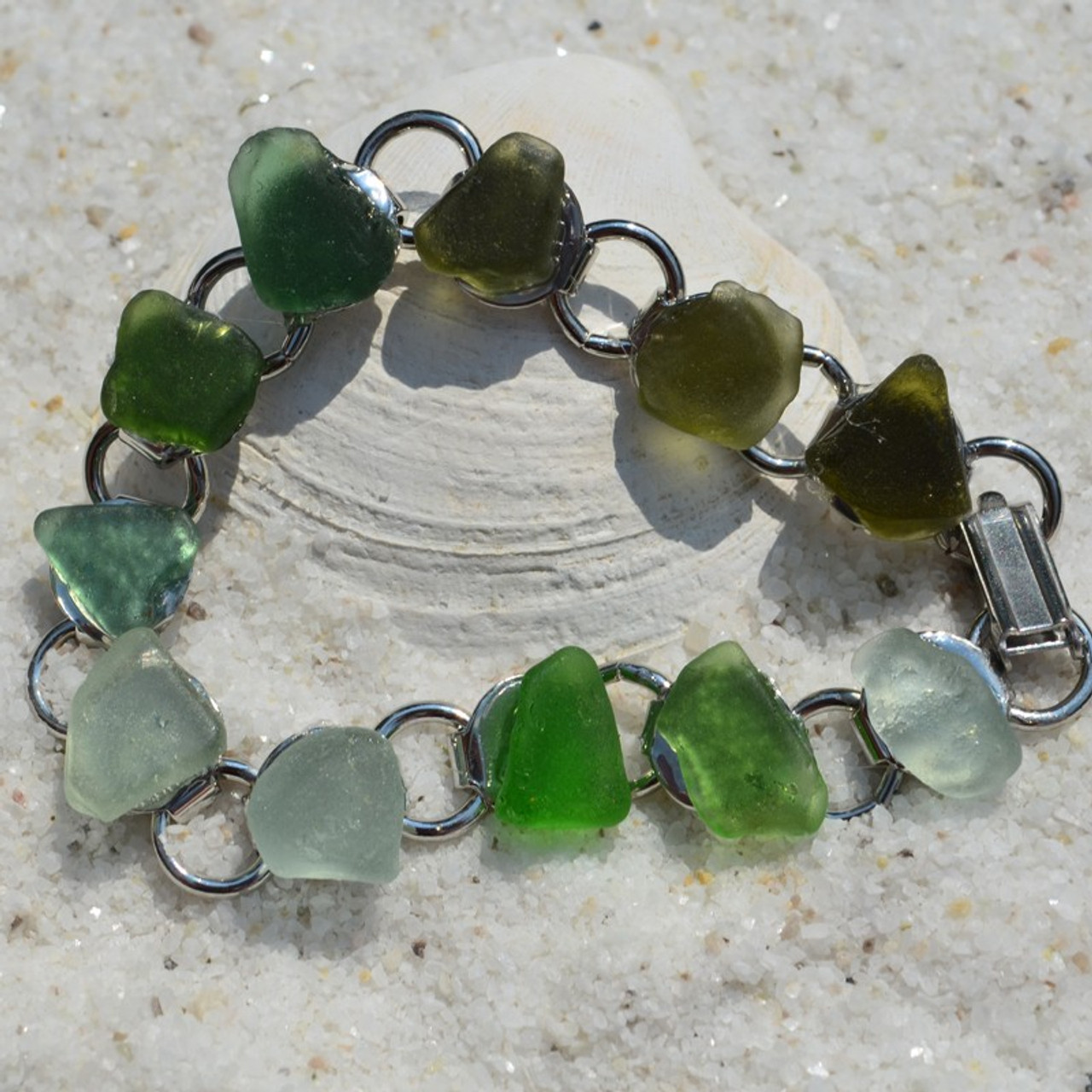 Surf Tumbled Sea Glass in a Variety of Colors on a Bracelet - 3 Size ...