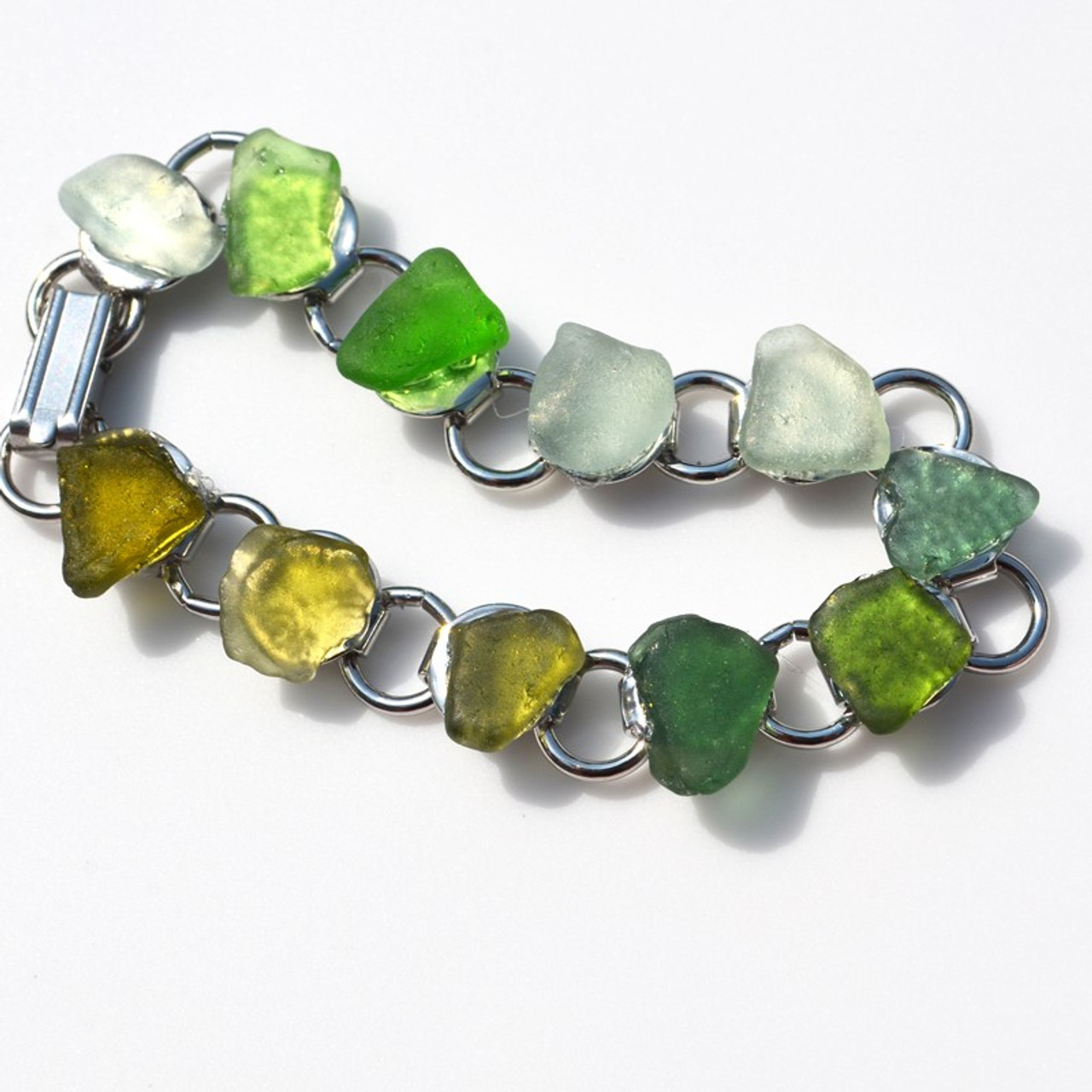 Surf Tumbled Sea Glass in a Variety of Colors on a Bracelet - 3 Size ...