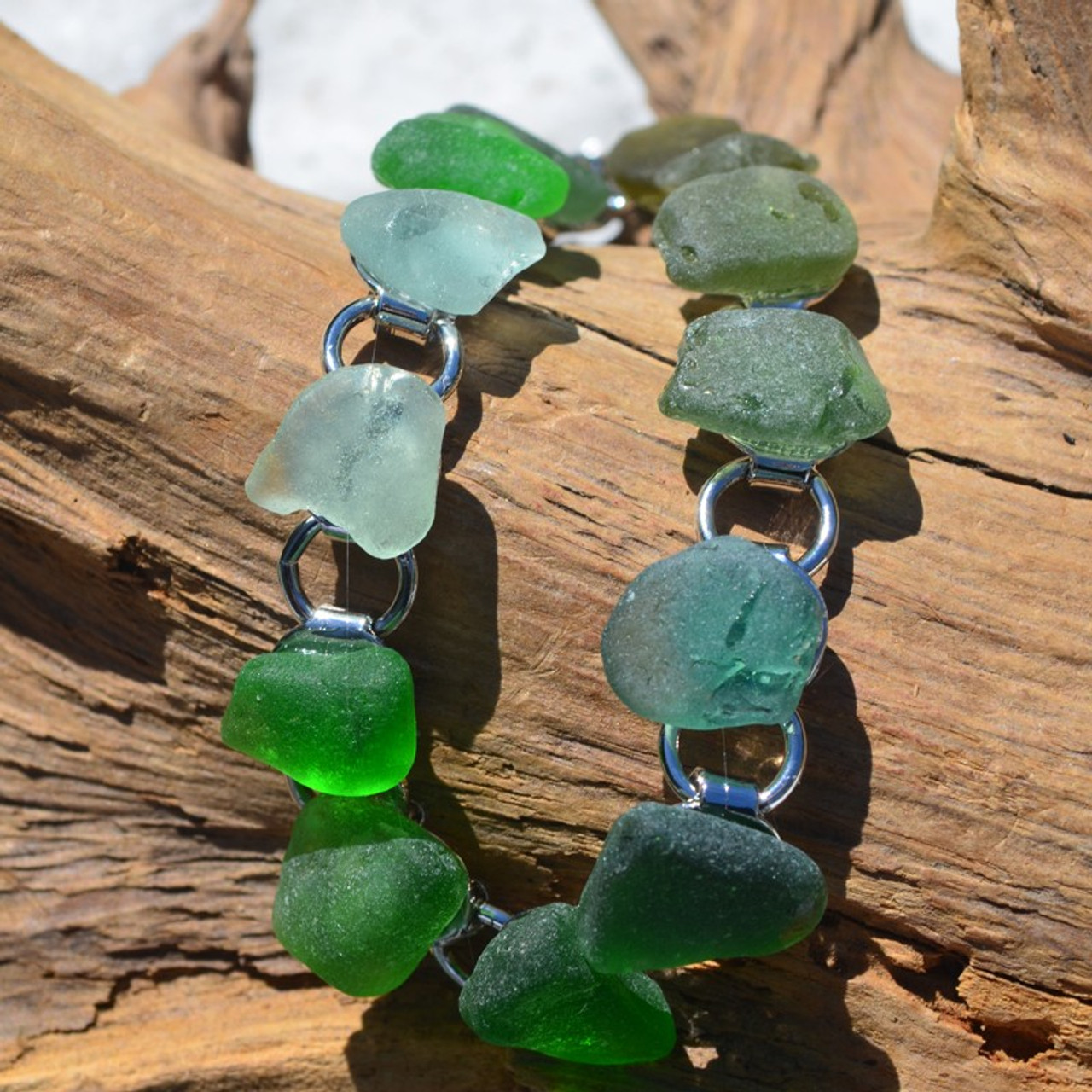 Surf Tumbled Sea Glass in a Variety of Colors on a Bracelet - 3 Size ...